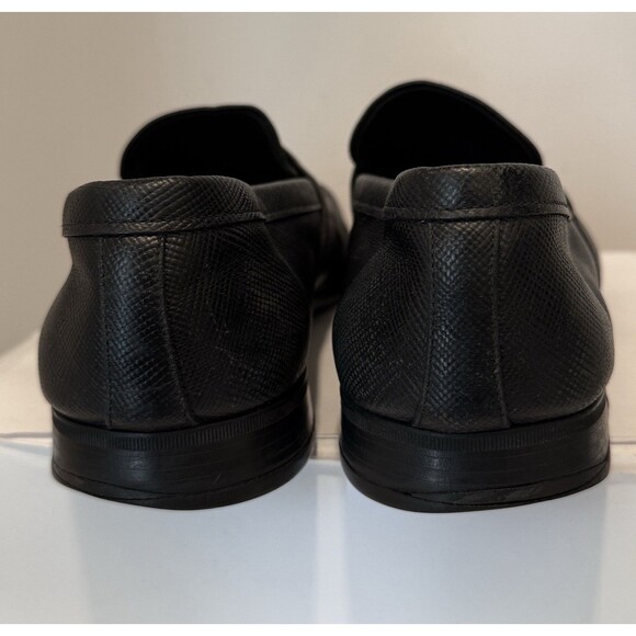 AUTH PRADA SAFFIANO BUSINESS SHOES 2DE072 BLACK LEATHER SIZE 9 1/2 - Picture 3 of 12